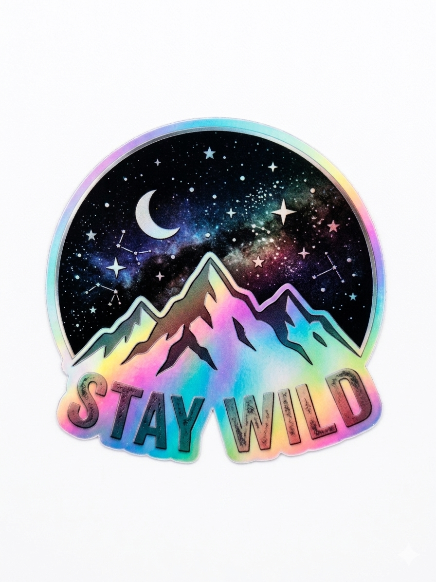"Stay Wild" Mountain & Galaxy Sticker
