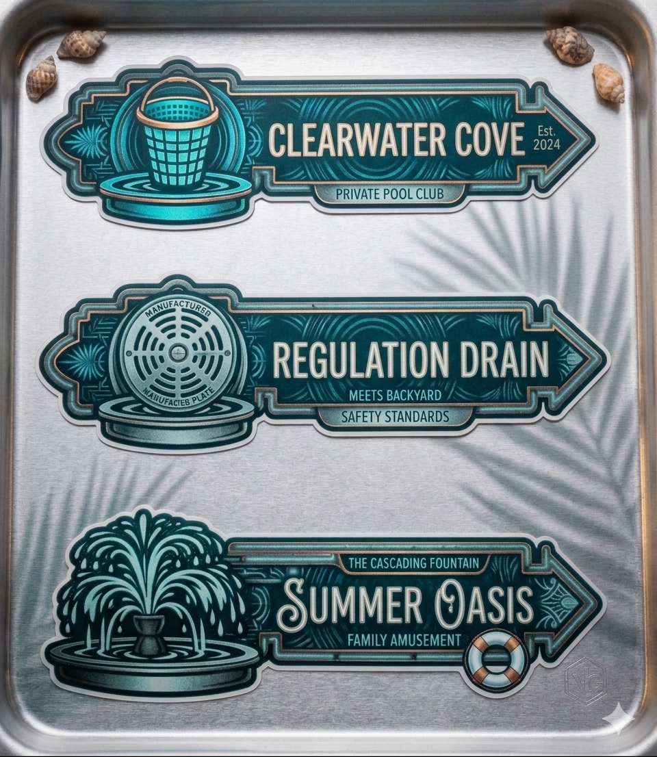 Custom Pool & Spa PVC Pipe Identification Labels – Durable UV-DTF Waterproof Decals