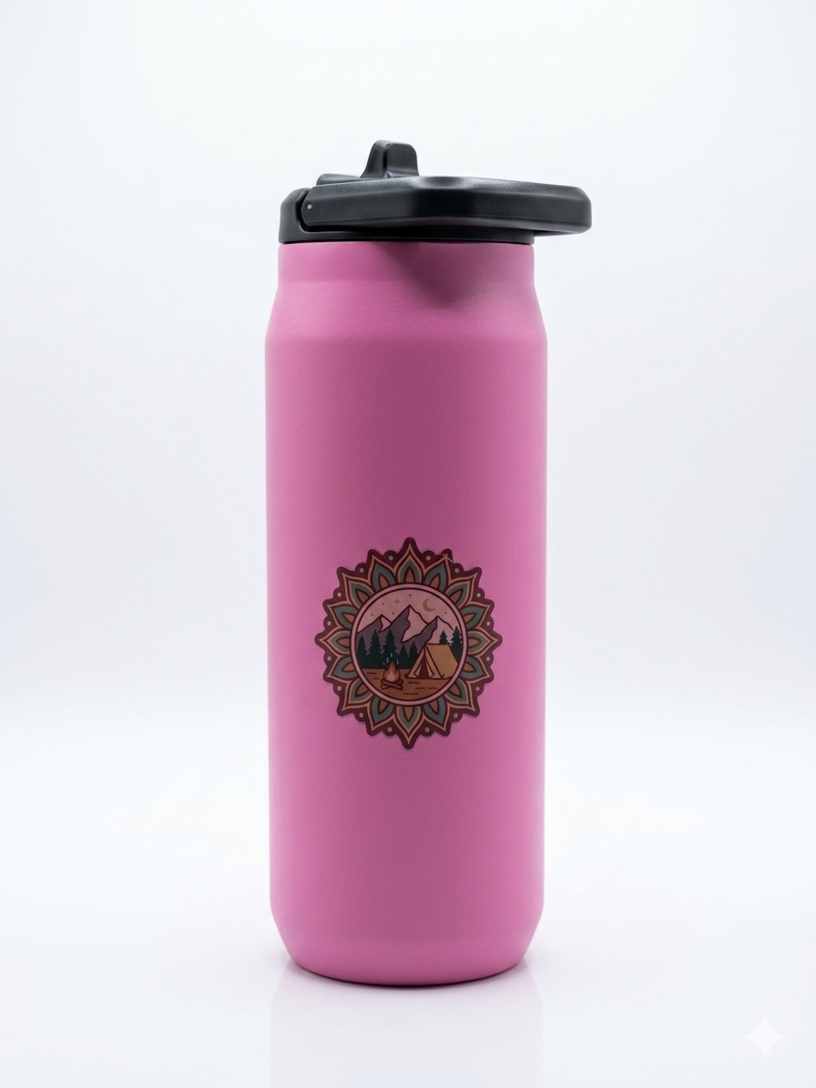 32 oz pink water bottle with stickers