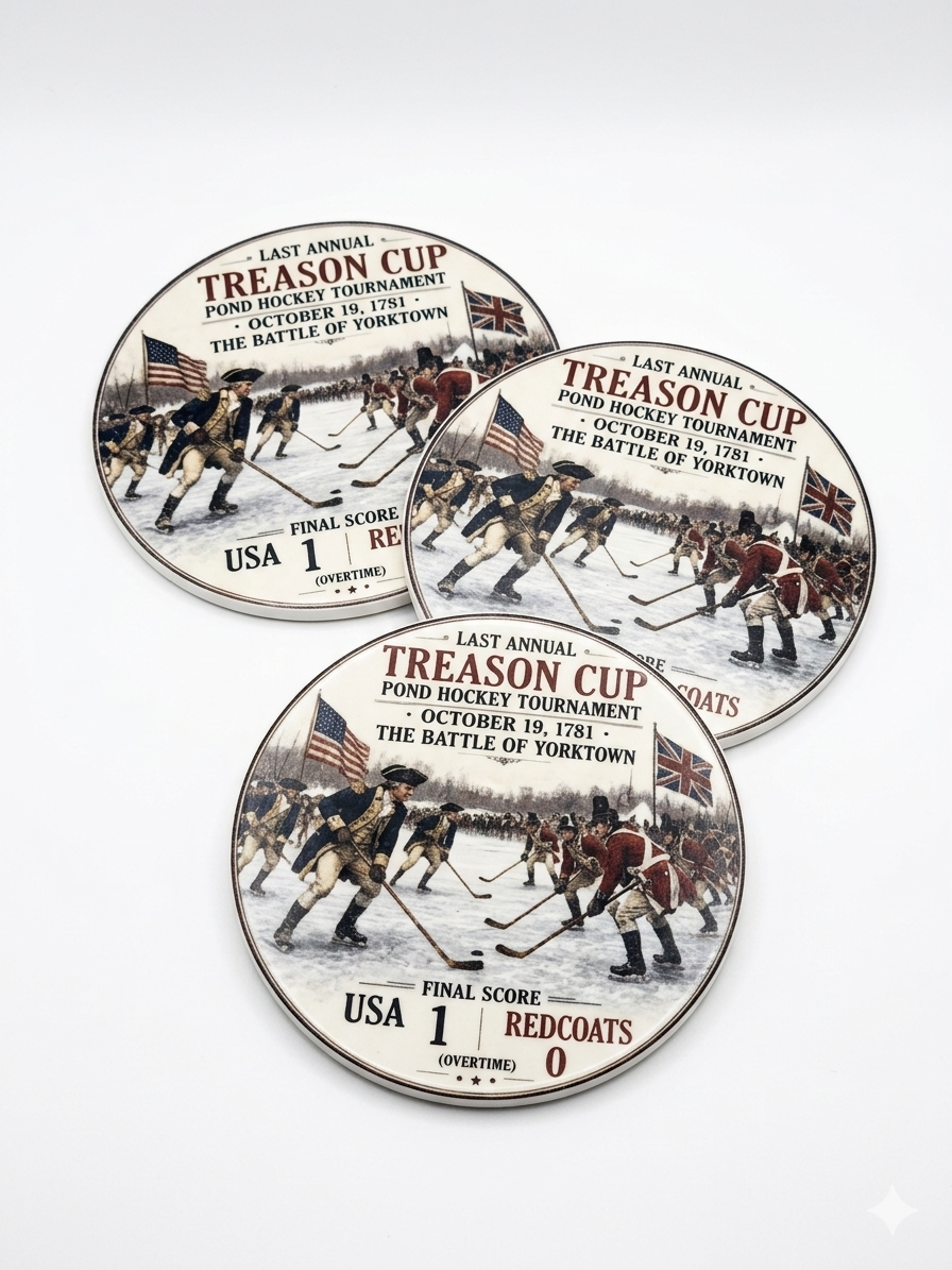"Treason Cup" Commemorative Pond Hockey Coasters – 3-Piece Set