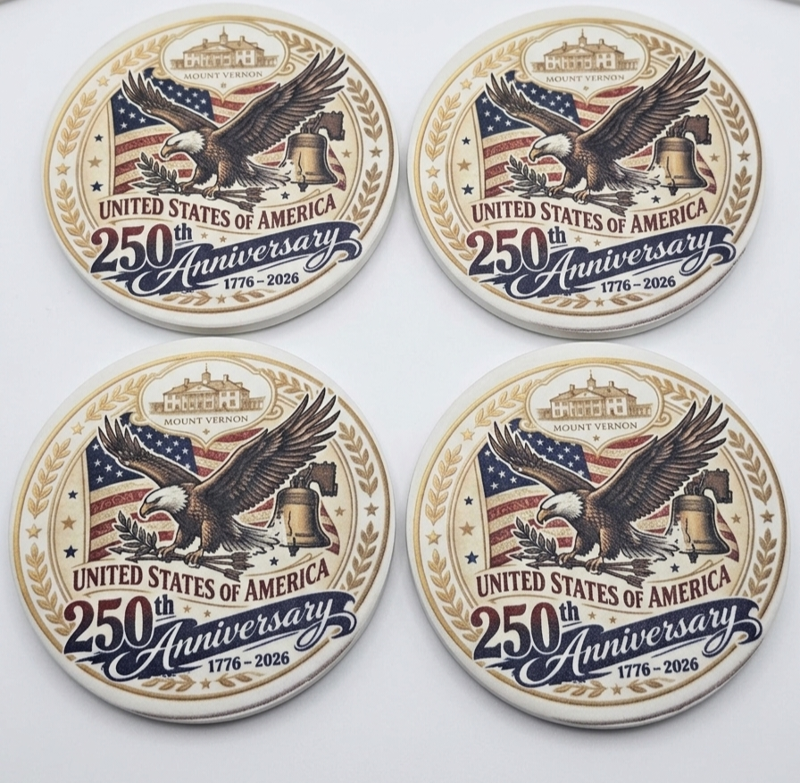 USA 250th anniversary commemorative paper coasters